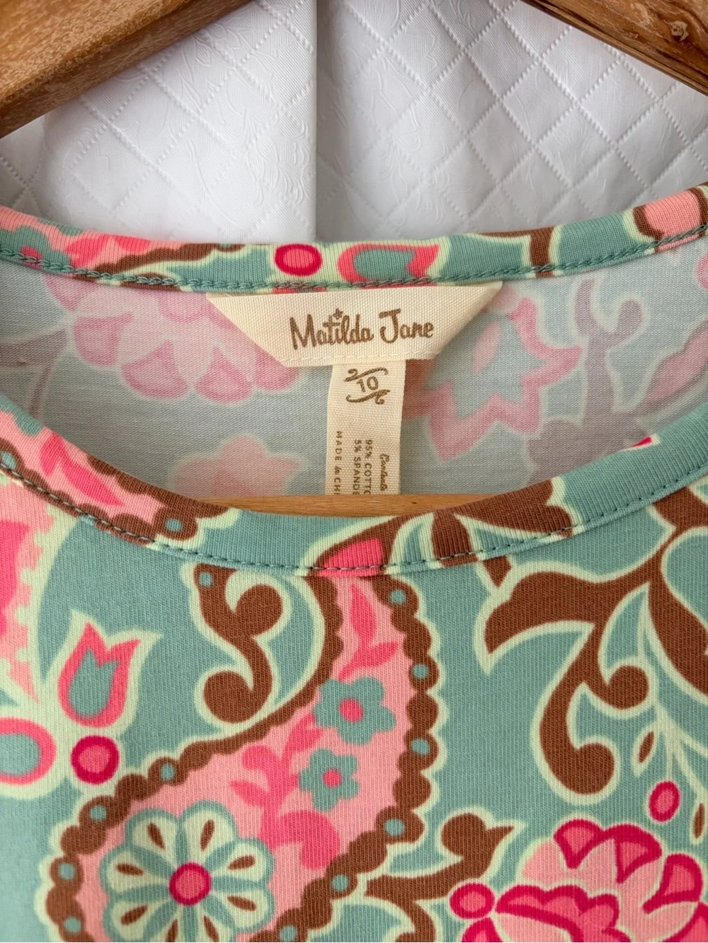 Matilda Jane Mint Dress with Bright Pink and Brown Paisley